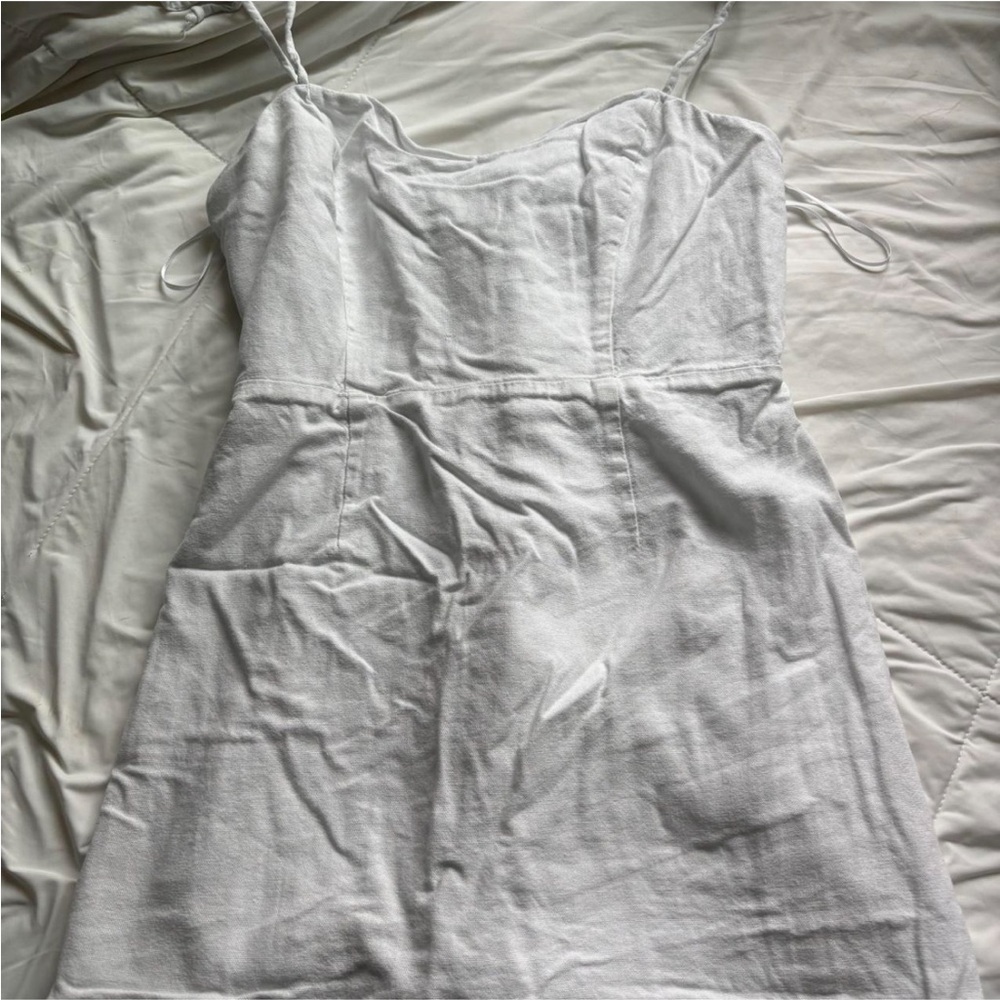 Blue Rain White Sleeveless Dress